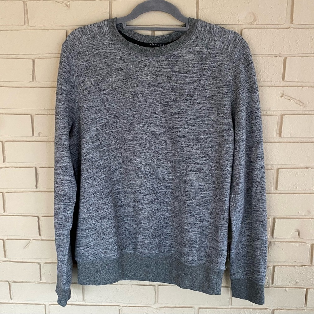 Theory Mens Pullover Crewneck Sweatshirt Gray Modern Capsule Minimalist Medium M